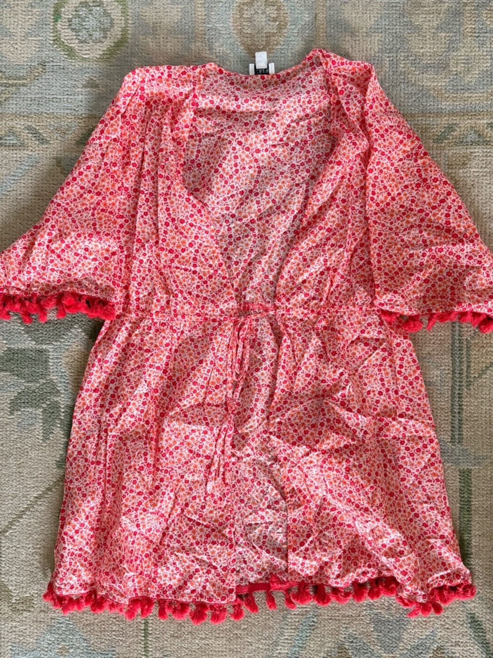 NWOT J. Crew Pink and Coral Floral Tie Front Swim Cover-up